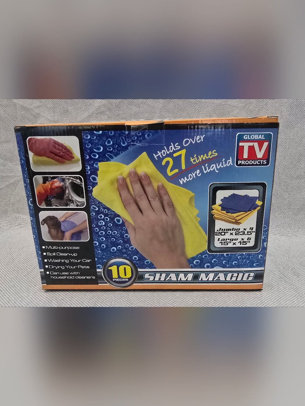 10 Sham Magic JUMBO Micro Fiber Cleaning Cloths 4ea -20"x 23" 6ea 15" x 15"